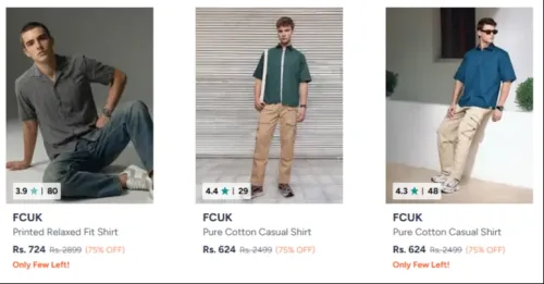Image of Fcuk Men's Clothing up to 75% Discount