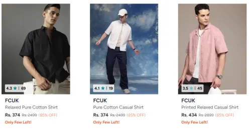 Image of FCUK Men's Fashion @ Up to 85% Discount