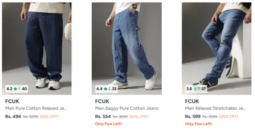 Image of FCUK Men's Jeans @ Up to 85% Discount