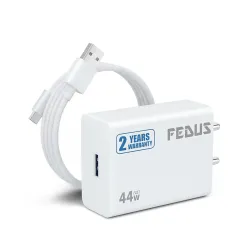 FEDUS Vivo 44W Flash USB Type C Charger for Vivo Iqoo Z6 / Z6 44W / Z6 Lite 5G / T1 / Neo 6 / Z7 / Z7 Pro / V23 / V23E /
