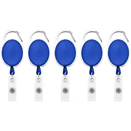 Image of FEDUS 5Pcs ID Badge Card Holder Oval Pulley Retractable Reel Blue