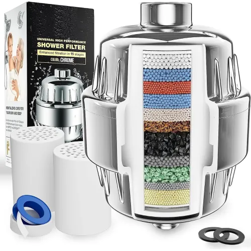 Image of FEELSO FE-15 PRO 15-Stage Hard Water Shower and Tap Filter (Pack of 2 Cartridges)