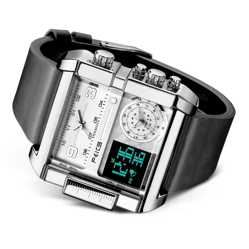 Image of FEICE Watches For Men Digital LED Analog White Dial Men's Watch 