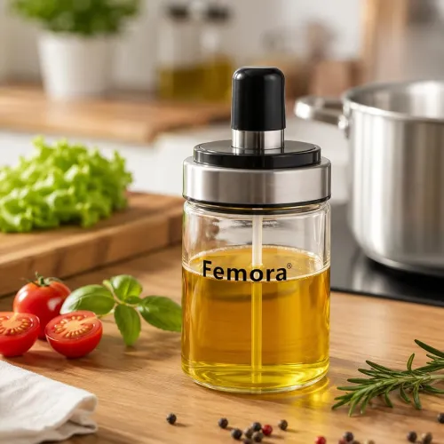 Image of Femora Borosilicate Glass Spoon Jar, Chutney Jar, Pickle Jar for Dinning Table