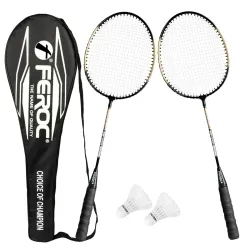 FEROC 2 Pieces Aluminium Badminton Racket with 3Pieces Shuttles
