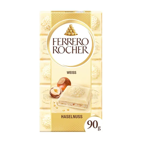 Image of Ferrero Rocher Chocolate Rocher White Chocolate With Hazelnut Bar,90 Gram
