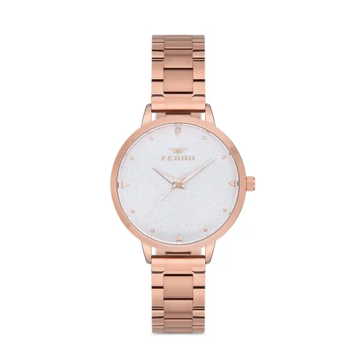 Image of Ferro Analog Crystals Studded Round Dial Women's Watch 