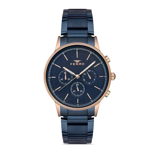 Image of Ferro Aversa Multifunction Black Round Dial Men's Watch 