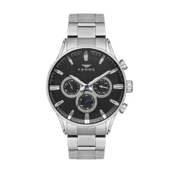 Ferro Multifunction Black Round Dial Mens Watch - FM11180A-A2