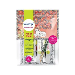 Fevicryl Art of India Pattachitra Kit, Acrylic Paints 12 Shades, 2 Round Brushes, 2 Pre-Designed Canvases, Ideal for Fes