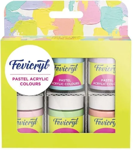 Image of Fevicryl Multi Surface Pastel Acrylic Colours Kit 6 X 15ml, Ideal For Artists (Set of 6, Multicolor)