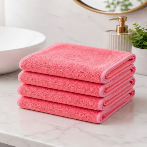 Image of Fezora Peach Colored 4 Pieces Durable Hand Towel 