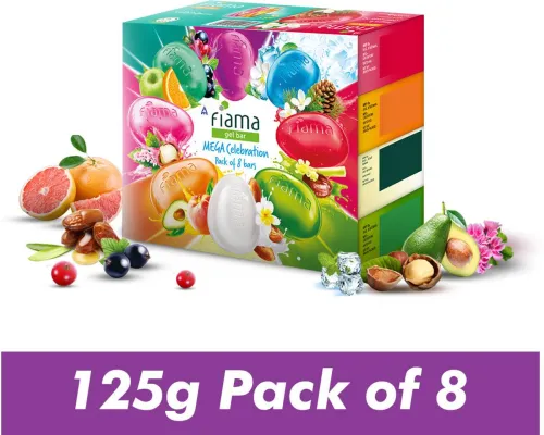Image of FIAMA Mega Celebration Pack With 8 Unique Soap Gel Bathing Bars, (8 x 125 g)