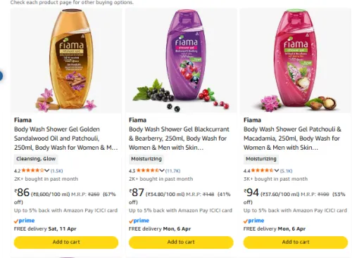 Image of Fiama Body Wash at Starting ₹86