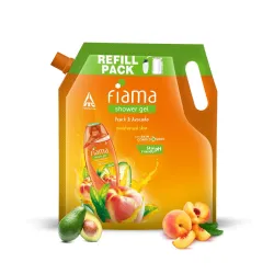 Fiama Body Wash Shower Gel Peach & Avocado, 1.4L Bodywash Refill Value Pouch for Women & Men with Skin Conditioners for Soft & Moisturised Skin, Suitable for All Skin Types