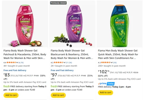 Image of Fiama Body Wash upto 60% Discount | Starting at ₹83
