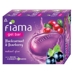 Fiama Gel Bar Blackcurrant & Bearberry 375g (125g Pack of 3) | Radiant Glowing Skin | Moisture Lock with 30% Smoothing B