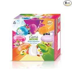 Fiama Gel Bar Mega Celebration Pack 1kg (125g Pack of 8) | 8 Unique Soap Variants | Moisturised Skin with 30% Smoothing Body Serum | Bathing Soap Gift Set for Women & Men | All Skin Types