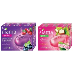 Fiama Gel Bar Blackcurrant and Bearberry for radiant glowing skin 125 g soap (Pack of 3) & Gel Bar Patchouli And Macadam