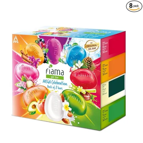 Image of Fiama Gel Bathing Bar Mega Celebration Pack, With 8 Unique Gel Bars, 1000g (125g - Pack of 8), with Skin Conditioners Fo