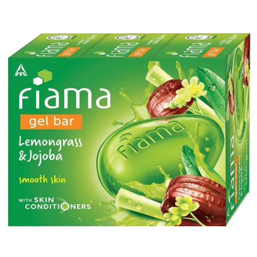 Image of Fiama Gel Bar Lemongrass And Jojoba, 375g (125g - Pack of 3), with Skin Conditioners for Smooth Skin, Bathing Soap for W