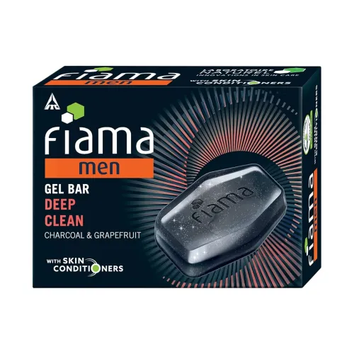 Image of Fiama Men Deep Clean Gel Bar, with Charcoal, Grapefruit & Skin Conditioners, 125g Soap for Men, Skin Friendly pH, For Al