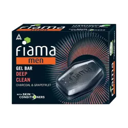 Fiama Men Deep Clean Gel Bar, with Charcoal, Grapefruit & Skin Conditioners, 125g Soap for Men, Skin Friendly pH, For Al