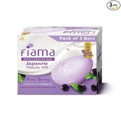 Fiama Moisturizing Soap Bar (Japanese Hokkaido Milk & Acai Berry, Pack of 3)