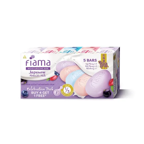 Image of Fiama Skin Barrier Strengthening Moisturizing Soap Bar 125gx5, Japanese Hokkaido Milk Celebration Pack of 5 - Not-Sticky