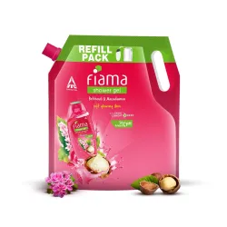 Fiama Body Wash Shower Gel Patchouli & Macadamia, 1.4L Bodywash Refill Value Pouch for Women & Men with Skin Conditioners for Soft, Glowing Skin, Suitable for All Skin Types