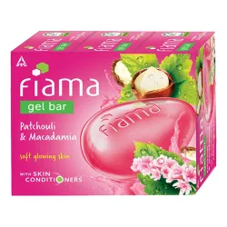 Fiama Gel Bar Patchouli And Macadamia For Soft Glowing Skin, 375g (125g - Pack of 3), with Skin Conditioners, Skin Frien
