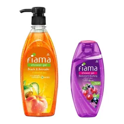Fiama Shower Gel Combo: Black Currant & Bearberry (250ml) + Peach & Avocado (500ml)