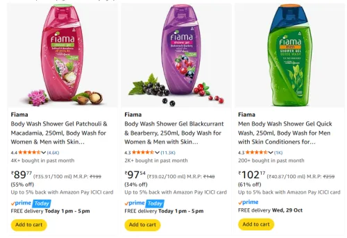 Image of Fiama Shower Gel upto 61% Discount | Starting at ₹90