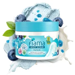 Fiama Strawberry Skin Exfoliating Body Scrub 200g, 0.5% Papain Enzyme + 0.1% Caffeine, Chemical + Physical Exfoliation, 13% Polishing Blend, Reduces Keratosis Pilaris, Refreshing Aqua Fragra...
