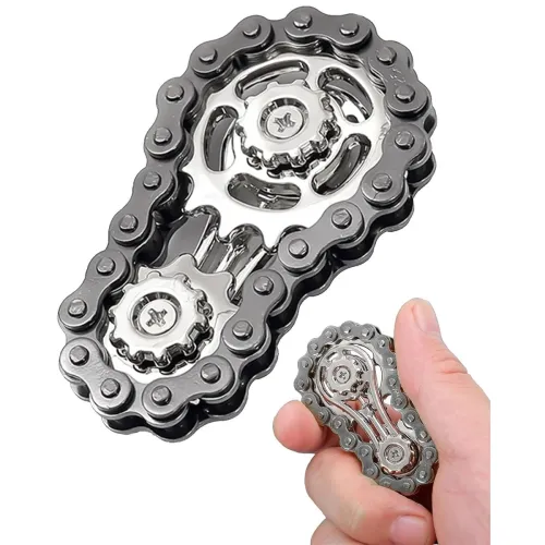 Image of Fidget Toy Chain Gear Spinner Metal Desk Toy for Hand Focus Relaxation