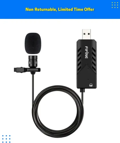 Image of Fifine K053 Cardioid Pattern Wired Microphone With Sponge Cap,6.56 Meter Cord,Metal Clip
