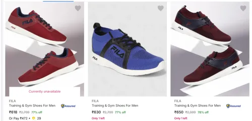 Image of Fila Men Shoes Starting @ ₹618