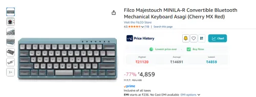 Image of Filco MINILA-R Bluetooth Asagi Red Keyboard