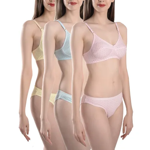 Image of FIMS Women’s 3 Bras & 3 Panties Set