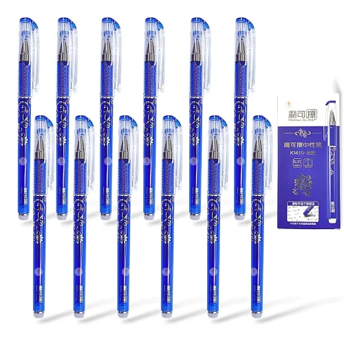 Image of Fine Tip Gel Pens Blue Ink Rollerball Pens Rub-Out Friction Pens, Erasable ink Pen, Retractable Erasable Gel Pen, Blue I