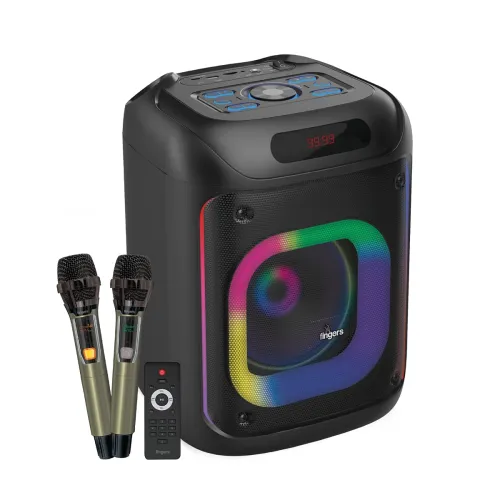 Image of FINGERS 2Mic-ThunderBox45 Portable Speaker with 2 Wireless Mics (40W Immersive Bass, 6.5-Hour Playtime)