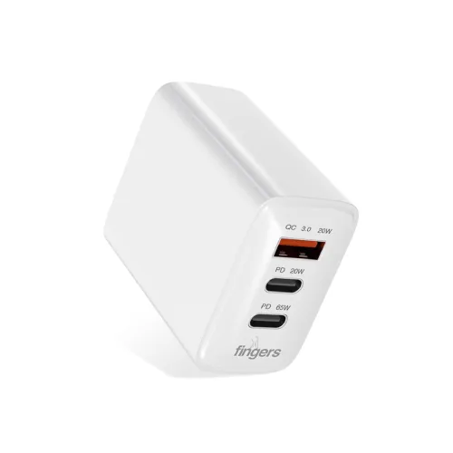 Image of FINGERS PA-765 Mobile Adapter (65W Fast Charging, Triple Ports (2 x USB-C Ports & 1x USB-A), GaN Technology, PPS Support