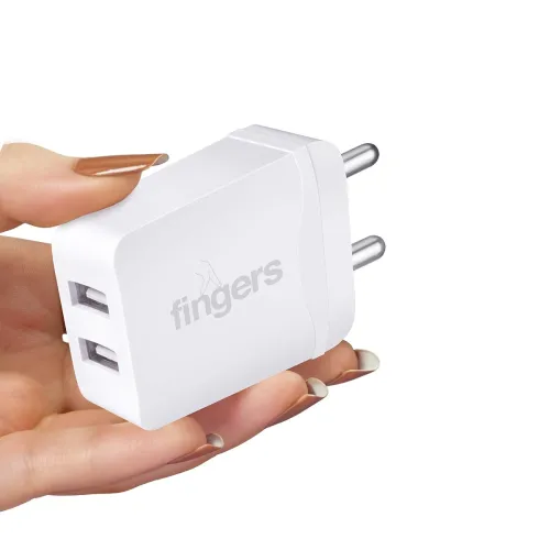 Image of FINGERS PA-Dual USB Ports Power Mobile Adapter for Cellular Phones (White)