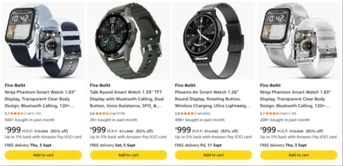 Image of Fire Bolt Smart watches upto 95% discount 