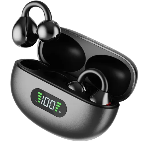 Image of Fire-Boltt Aero Clip OWS Earbud w/Clip-On Fit, Custom EQ, Wireless Bluetooth TWS,50H Playtime, 50ms Low Latency, Display