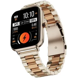 Fire-Boltt Ninja Blaze Smart Watch, Stainless Steel Strap & Steel Body, 1.83” Display Bluetooth Calling Built-in Mic & Speaker, 120+ Sports Modes, Smartwatch for Man and Woman Rose Quartz