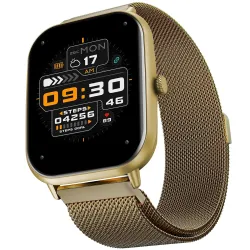 Fire-Boltt Ninja Call Pro Max Ultra Bluetooth Calling Smart Watch, 2.01\' HD Display, 120+ Sports Modes, Health Suite, AI Voice Assistance, SpO2 Smartwatch for Men & Women - Gold Link