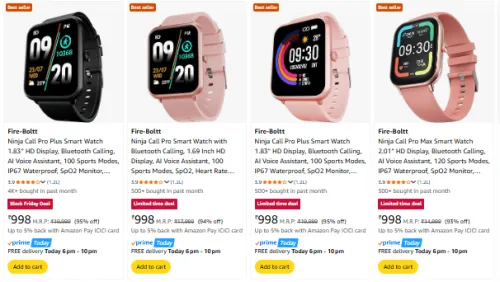Image of Fire-Boltt Smartwatch starting @ ₹998