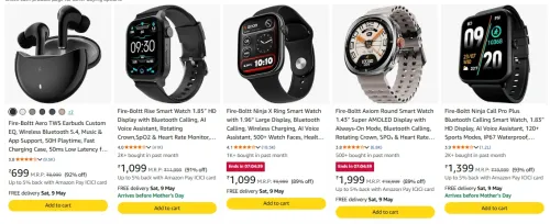 Image of Fire Bolt Watch & Earbuds Minimum 87% discount 