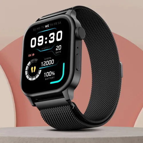 Image of Fire-Boltt Rise Luxe Bluetooth Calling 47mm (1.85), Metal Body & Rotating Crown, 123 Sports Smartwatch (Black Millanese 